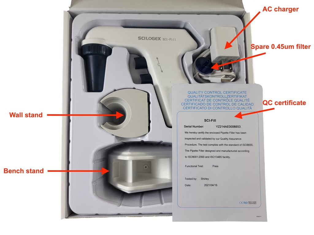 Scilogex Levo Plus Motorized Pipette Filler – With 2 Filters, LCD Display, 110-220V, US Plug