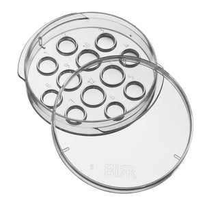 BIRR IVF Dish. Specialized dish with 4 large well and 8 smaller wells. Ideal for IVF procedures including vitrification and warming of oocytes and embryos