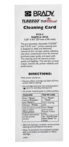 Brady Label Cleaning Card