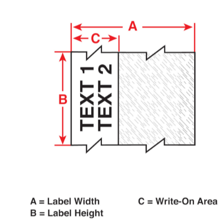 Dimensions for Self-Laminating Vinyl Wrap Around Labels with Ribbon for M21 Printers - 1.25"