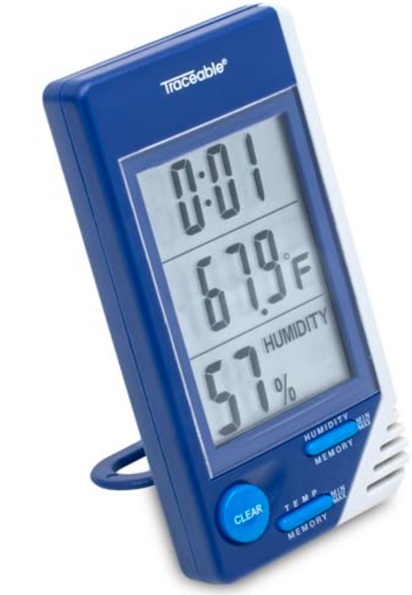 TRACEABLE - Thermometer w/ Clock, Humidity Monitor, & Calibration (part# 4040)