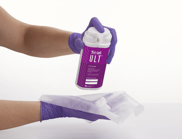 Tristel ULT foam cleaner from ultrasound Probes