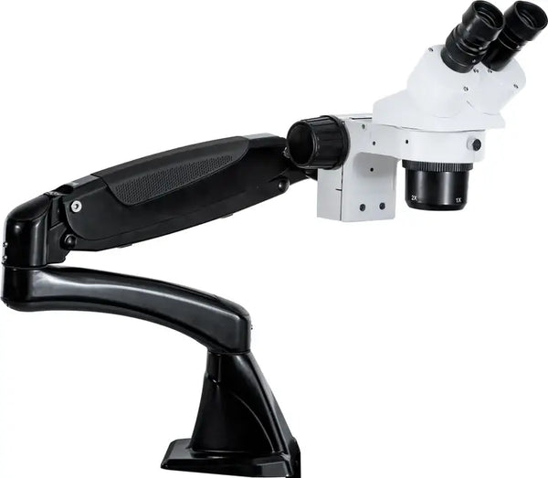 DM Dual Mag 10x 20x with 0.5x lens on c-clamp flex arm no light side view