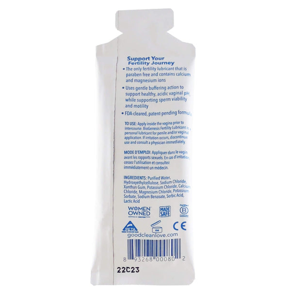 Good Clean Love Fertility Lubricant Back