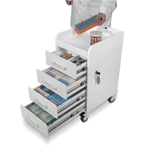 Polyethylene Compact 4 Drawer Locking Carts - IVF Store