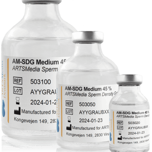 ARTSMedia Sperm Density Gradient Medium 45%; 20 ml, 50 ml, and 100 ml glass bottles, individually packed, provided sterile.