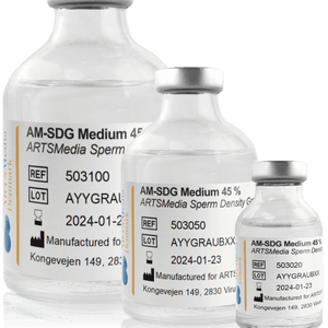 ARTSMedia Sperm Density Gradient Medium 45%; 20 ml, 50 ml, and 100 ml glass bottles, individually packed, provided sterile.