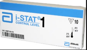 Abbott iStat Control Level 1. White box, blue writing, Pack of 10