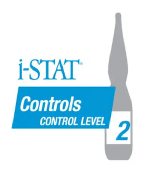 i-STAT controls with 'Control Level 2' label on a white background