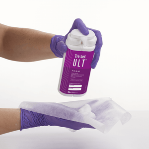 Tristel ULT foam cleaner from ultrasound Probes