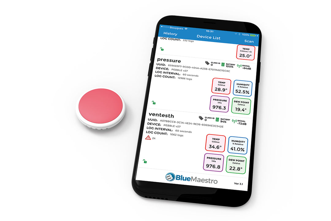 Temp Disc Tempo Disc™ Wireless Temperature / Thermometer Sensor Beacon and Data ...