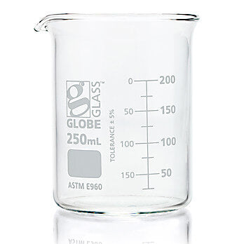 Beaker, Globe Glass, Low Form Griffin Style 250ml