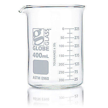Beaker, Globe Glass, Low Form Griffin Style 400ml