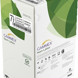 GAMMEX® Non-Latex Neoprene Gloves - Sterile Surgical Gloves Box, vertical box with white and green