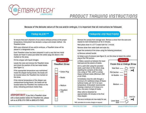 Mouse Embryos - Product Thawing Instructions